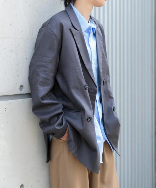 ITEMS URBANRESEARCH（アイテムズ アーバンリサーチ）の「『セットアップ対応』Linen Blend Double Jacket（その他アウター・メンズ・ブラウン/アイボリー/チャコールグレー・MEDIUM/LARGE）」の7枚目の写真