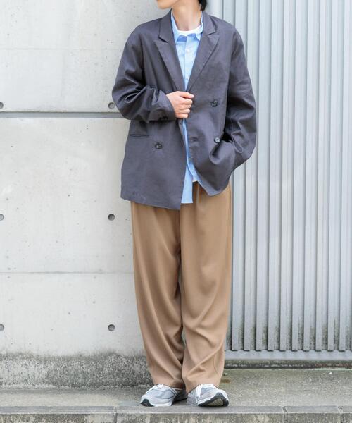 ITEMS URBANRESEARCH（アイテムズ アーバンリサーチ）の「『セットアップ対応』Linen Blend Double Jacket（その他アウター・メンズ・ブラウン/アイボリー/チャコールグレー・MEDIUM/LARGE）」の5枚目の写真
