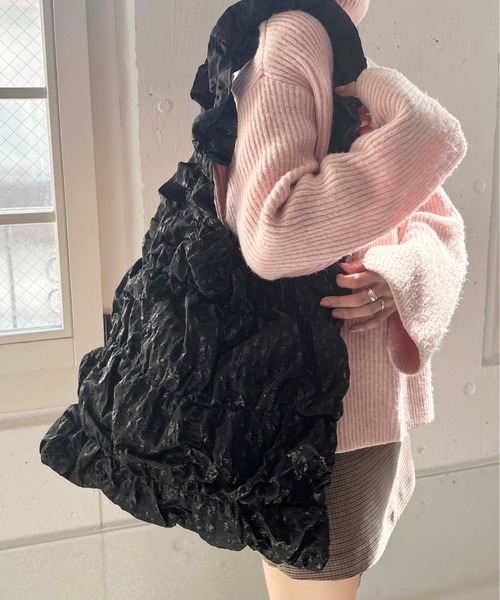 Casselini（キャセリーニ）の「Casselini(キャセリーニ)スクエアギャザートート（トートバッグ・レディース・ベージュ/ピンク/ブルー/ブラック・FREE）」の6枚目の写真