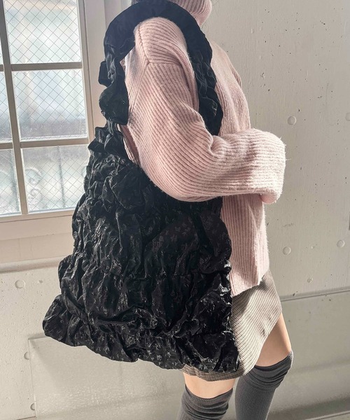 Casselini（キャセリーニ）の「Casselini(キャセリーニ)スクエアギャザートート（トートバッグ・レディース・ベージュ/ピンク/ブルー/ブラック・FREE）」の7枚目の写真