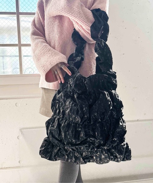 Casselini（キャセリーニ）の「Casselini(キャセリーニ)スクエアギャザートート（トートバッグ・レディース・ベージュ/ピンク/ブルー/ブラック・FREE）」の5枚目の写真