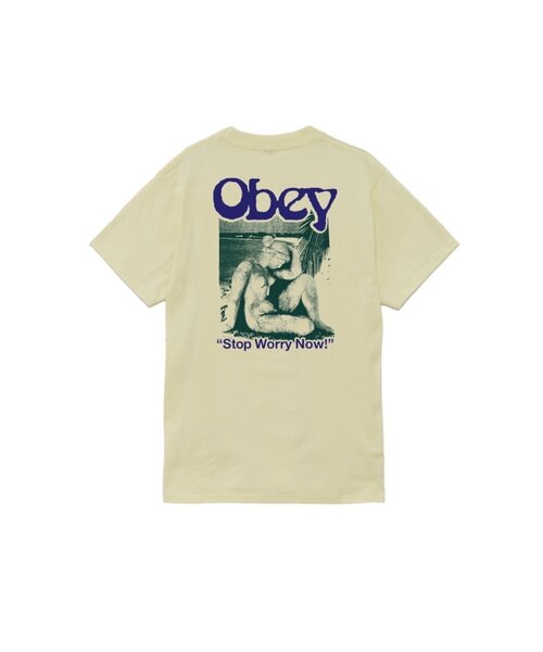 OBEY（オベイ）の「【OBEY】 STOP WORRY NOW CLASSIC TEE（Tシャツ/カットソー・メンズ・ホワイト/ブラック/イエロー・MEDIUM/LARGE）」の3枚目の写真