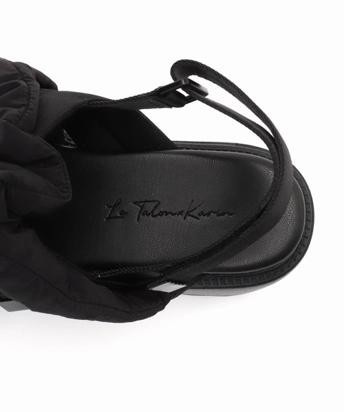 希少　現行完売商品　新品未使用　LE TALON モカ　チュールフリル　サンダル Shoes in Closet サンダル 軽量厚底 チュール フリル ヒール