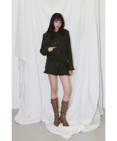 LAGUA GEM（ラグアジェム）の「TWEED COMPACT ショートパンツ（その他パンツ・レディース・ブラック/カーキ・X-SMALL/SMALL/MEDIUM）」の4枚目の写真