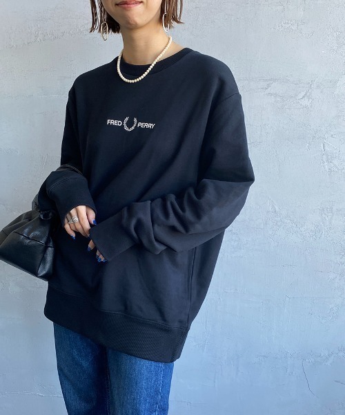 FRED PERRY/フレッドペリー] ローレルリースロゴ刺繍 クルーネック