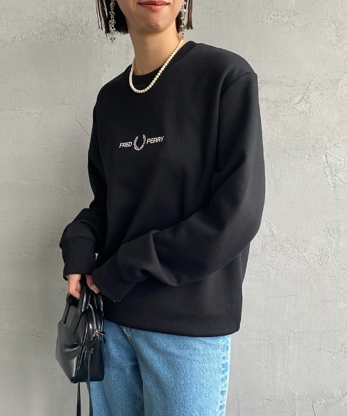FRED PERRY/フレッドペリー] ローレルリースロゴ刺繍 クルーネック
