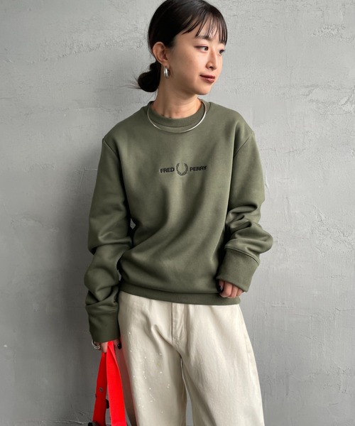 FRED PERRY/フレッドペリー] ローレルリースロゴ刺繍 クルーネック