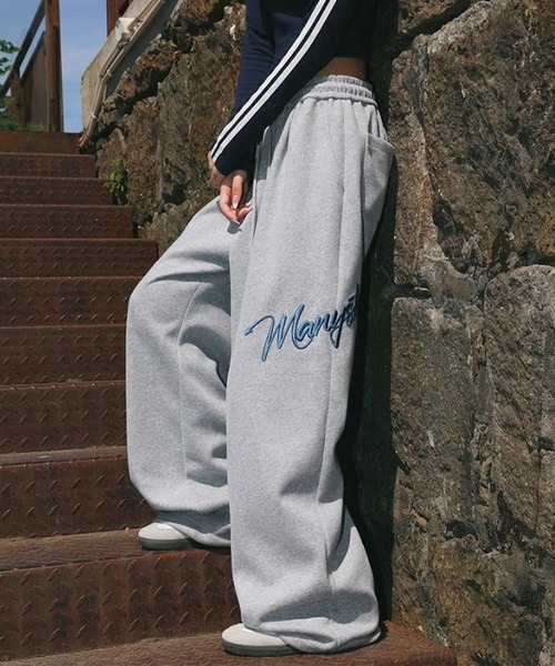 NuNuNa(ヌヌナ)の「【NuNuNa】レタリング刺繍ワイドスウェットパンツ(スウェットパンツ・レディース・ブラック/アイボリー/グレー・M)」の15枚目の写真