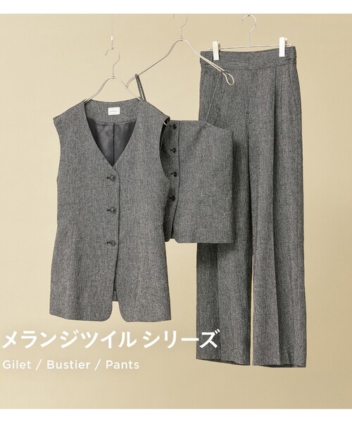 green label relaxing(グリーンレーベルリラクシング)の「メランジツイル ビスチェ キャミソール -ウォッシャブル-(ベスト・レディース・ブラック/ベージュ・FREE)」の3枚目の写真