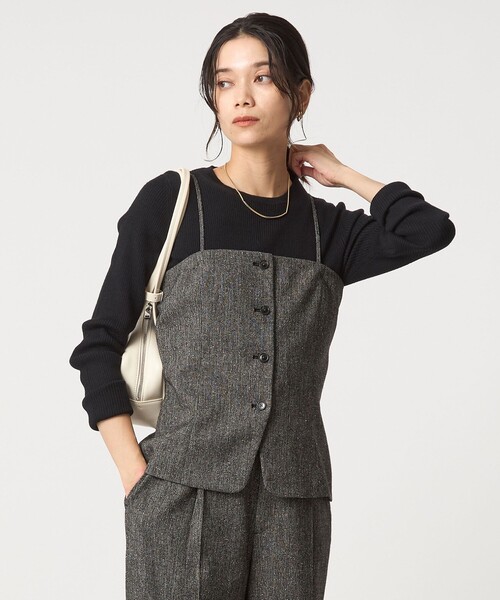 green label relaxing(グリーンレーベルリラクシング)の「メランジツイル ビスチェ キャミソール -ウォッシャブル-(ベスト・レディース・ブラック/ベージュ・FREE)」の9枚目の写真