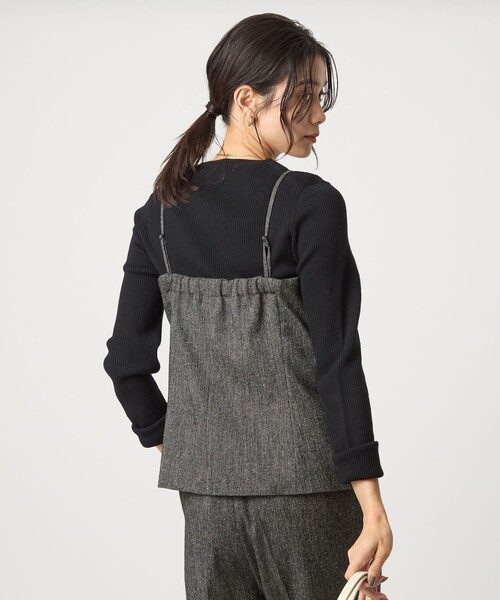 green label relaxing(グリーンレーベルリラクシング)の「メランジツイル ビスチェ キャミソール -ウォッシャブル-(ベスト・レディース・ブラック/ベージュ・FREE)」の12枚目の写真