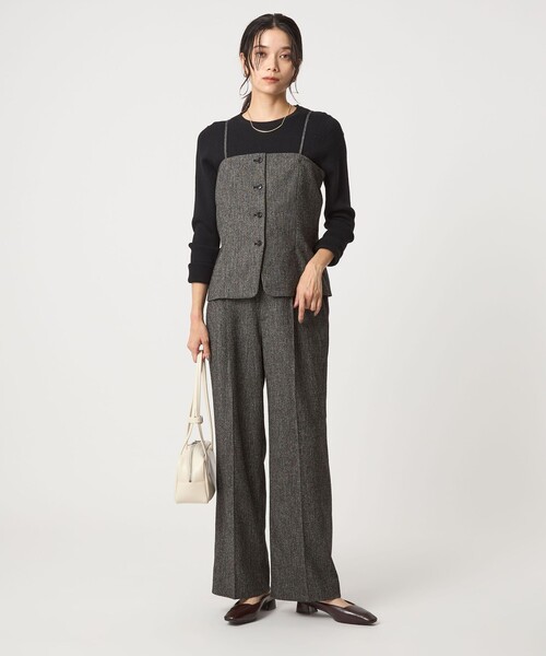 green label relaxing(グリーンレーベルリラクシング)の「メランジツイル ビスチェ キャミソール -ウォッシャブル-(ベスト・レディース・ブラック/ベージュ・FREE)」の13枚目の写真