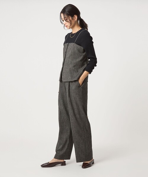 green label relaxing(グリーンレーベルリラクシング)の「メランジツイル ビスチェ キャミソール -ウォッシャブル-(ベスト・レディース・ブラック/ベージュ・FREE)」の14枚目の写真