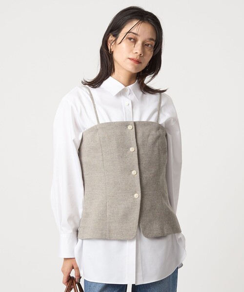 green label relaxing(グリーンレーベルリラクシング)の「メランジツイル ビスチェ キャミソール -ウォッシャブル-(ベスト・レディース・ブラック/ベージュ・FREE)」の16枚目の写真