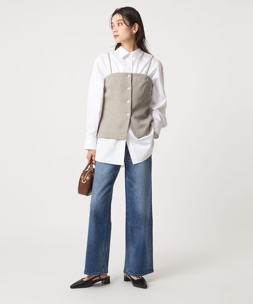 green label relaxing(グリーンレーベルリラクシング)の「メランジツイル ビスチェ キャミソール -ウォッシャブル-(ベスト・レディース・ブラック/ベージュ・FREE)」の18枚目の写真