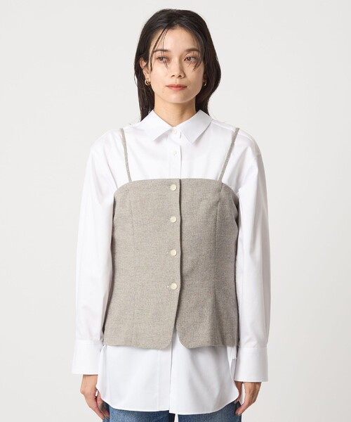 green label relaxing(グリーンレーベルリラクシング)の「メランジツイル ビスチェ キャミソール -ウォッシャブル-(ベスト・レディース・ブラック/ベージュ・FREE)」の19枚目の写真