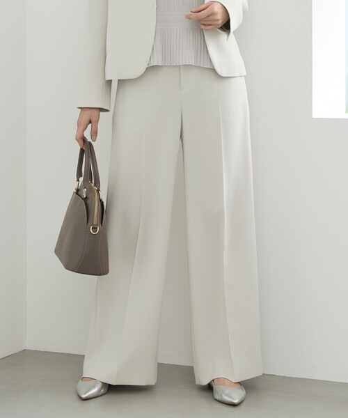 自由区（ジユウク）の「トリアセダブルクロスワイドストレート パンツ（その他パンツ・レディース・ネイビー系/ブラウン系/ブラック系/ベージュ・48/46/44）」の3枚目の写真