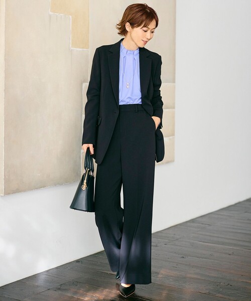 自由区（ジユウク）の「トリアセダブルクロスワイドストレート パンツ（その他パンツ・レディース・ネイビー系/ブラウン系/ブラック系/ベージュ・48/46/44）」の5枚目の写真