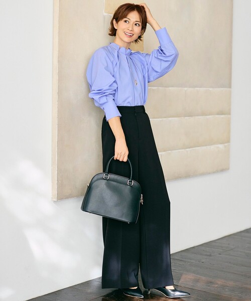 自由区（ジユウク）の「トリアセダブルクロスワイドストレート パンツ（その他パンツ・レディース・ネイビー系/ブラウン系/ブラック系/ベージュ・48/46/44）」の6枚目の写真