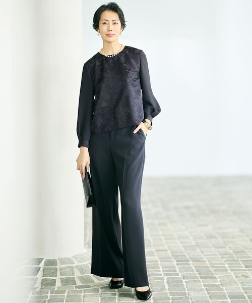 自由区（ジユウク）の「トリアセダブルクロスワイドストレート パンツ（その他パンツ・レディース・ネイビー系/ブラウン系/ブラック系/ベージュ・48/46/44）」の7枚目の写真