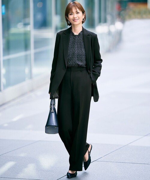 自由区（ジユウク）の「トリアセダブルクロスワイドストレート パンツ（その他パンツ・レディース・ネイビー系/ブラウン系/ブラック系/ベージュ・48/46/44）」の8枚目の写真