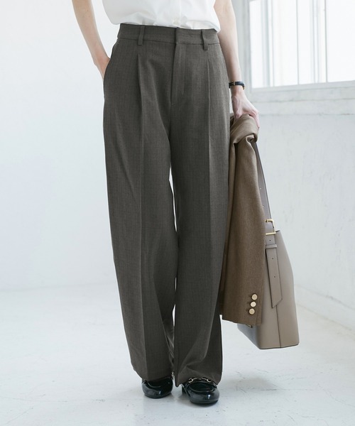 ROPE' PICNIC（ロペピクニック）の「【WEB限定・丈長め】レディハンサムシリーズ ウールライクウエストタックセミワイドパンツ（スラックス・レディース・ネイビー/ライトグレー/ベージュ系その他2/ブラック系その他/グレー・TM/TL/TS）」の10枚目の写真