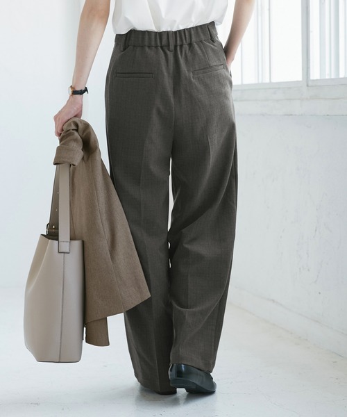 ROPE' PICNIC（ロペピクニック）の「【WEB限定・丈長め】レディハンサムシリーズ ウールライクウエストタックセミワイドパンツ（スラックス・レディース・ネイビー/ライトグレー/ベージュ系その他2/ブラック系その他/グレー・TM/TL/TS）」の9枚目の写真