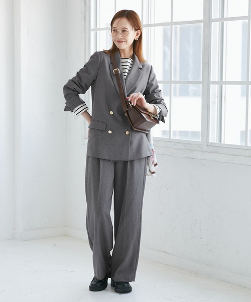 ROPE' PICNIC（ロペピクニック）の「【WEB限定・丈長め】レディハンサムシリーズ ウールライクウエストタックセミワイドパンツ（スラックス・レディース・ネイビー/ライトグレー/ベージュ系その他2/ブラック系その他/グレー・TM/TL/TS）」の8枚目の写真