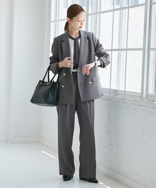 ROPE' PICNIC（ロペピクニック）の「【WEB限定・丈長め】レディハンサムシリーズ ウールライクウエストタックセミワイドパンツ（スラックス・レディース・ネイビー/ライトグレー/ベージュ系その他2/ブラック系その他/グレー・TM/TL/TS）」の22枚目の写真