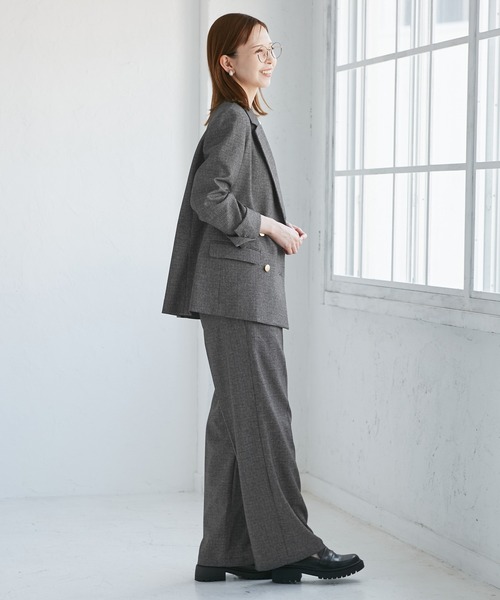 ROPE' PICNIC（ロペピクニック）の「【WEB限定・丈長め】レディハンサムシリーズ ウールライクウエストタックセミワイドパンツ（スラックス・レディース・ネイビー/ライトグレー/ベージュ系その他2/ブラック系その他/グレー・TM/TL/TS）」の18枚目の写真
