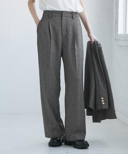 ROPE' PICNIC（ロペピクニック）の「【WEB限定・丈長め】レディハンサムシリーズ ウールライクウエストタックセミワイドパンツ（スラックス・レディース・ネイビー/ライトグレー/ベージュ系その他2/ブラック系その他/グレー・TM/TL/TS）」の16枚目の写真