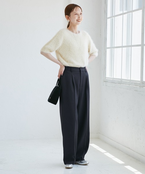 ROPE' PICNIC（ロペピクニック）の「【WEB限定・丈長め】レディハンサムシリーズ ウールライクウエストタックセミワイドパンツ（スラックス・レディース・ネイビー/ライトグレー/ベージュ系その他2/ブラック系その他/グレー・TM/TL/TS）」の13枚目の写真