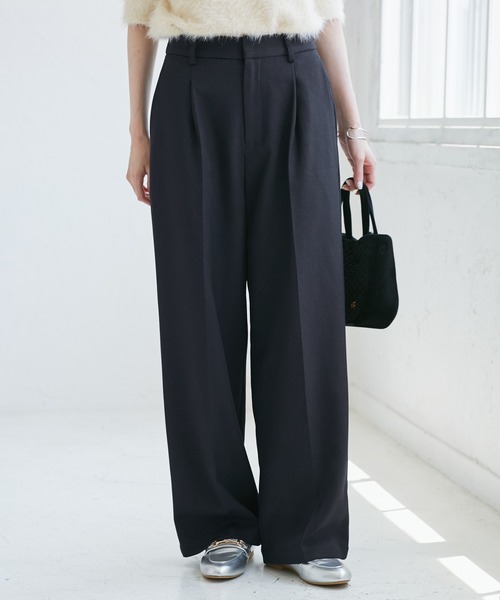 ROPE' PICNIC（ロペピクニック）の「【WEB限定・丈長め】レディハンサムシリーズ ウールライクウエストタックセミワイドパンツ（スラックス・レディース・ネイビー/ライトグレー/ベージュ系その他2/ブラック系その他/グレー・TM/TL/TS）」の11枚目の写真