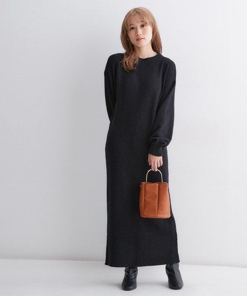 セール】小さいサイズ スウェットライクニットワンピース 低身長さん