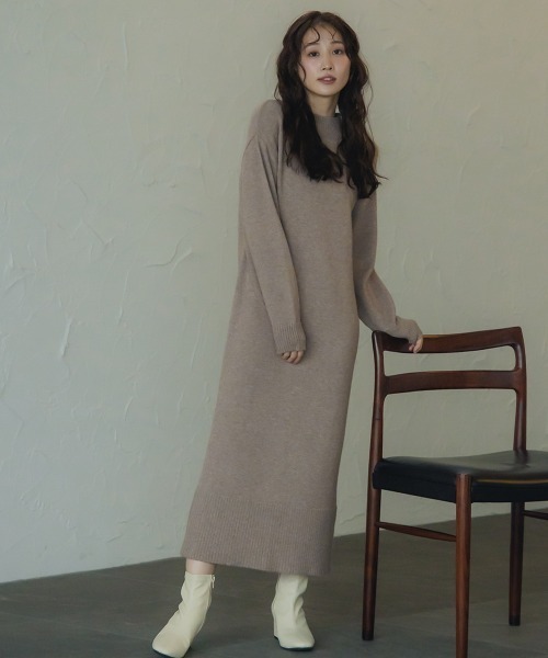 Petitjo(プッチージョ)の「小さいサイズ スウェットライクニットワンピース 低身長さん・小柄女性(ワンピース・レディース・ブラック/モカ/杢グレー・PS/PSS)」の9枚目の写真