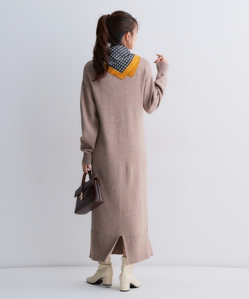Petitjo(プッチージョ)の「小さいサイズ スウェットライクニットワンピース 低身長さん・小柄女性(ワンピース・レディース・ブラック/モカ/杢グレー・PS/PSS)」の8枚目の写真