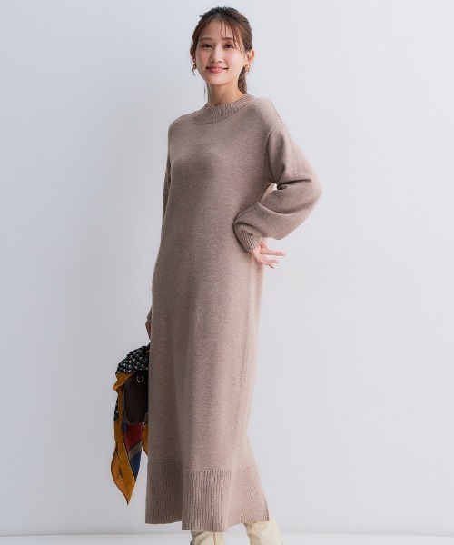 Petitjo(プッチージョ)の「小さいサイズ スウェットライクニットワンピース 低身長さん・小柄女性(ワンピース・レディース・ブラック/モカ/杢グレー・PS/PSS)」の4枚目の写真