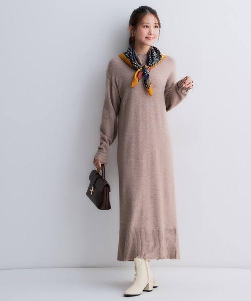 Petitjo(プッチージョ)の「小さいサイズ スウェットライクニットワンピース 低身長さん・小柄女性(ワンピース・レディース・ブラック/モカ/杢グレー・PS/PSS)」の6枚目の写真