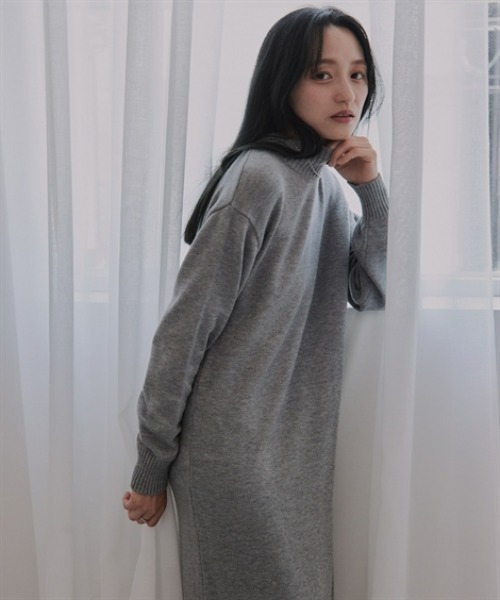 Petitjo（プッチージョ）の「小さいサイズ　スウェットライクニットワンピース　低身長さん・小柄女性（ワンピース・レディース・ブラック/モカ/杢グレー・PS/PSS）」の18枚目の写真