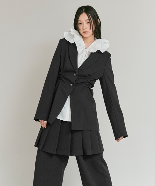 W:Huku（フーク）の「【W:Huku / ノンアイロンシリーズ】フリル フーディー ブラウス / Wrinkle-Resistant Frill Hooded Blouse（シャツ/ブラウス・レディース・ブラック/オフホワイト/ブルー系・FREE）」の20枚目の写真