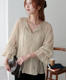 【WEB限定】シアーチェックスキッパーブラウス