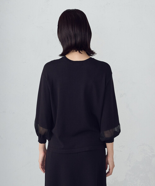 COMME CA ISM(コムサイズム)の「シアー切り替え7分袖ニット / セットアップ対応(ニット/セーター・レディース・ブラック/ネイビー・FREE)」の11枚目の写真