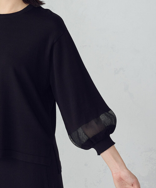 COMME CA ISM(コムサイズム)の「シアー切り替え7分袖ニット / セットアップ対応(ニット/セーター・レディース・ブラック/ネイビー・FREE)」の13枚目の写真