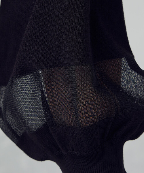 COMME CA ISM(コムサイズム)の「シアー切り替え7分袖ニット / セットアップ対応(ニット/セーター・レディース・ブラック/ネイビー・FREE)」の14枚目の写真