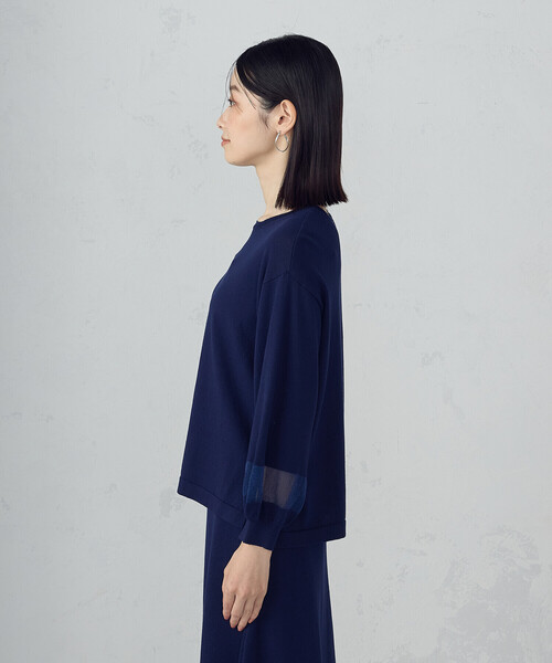 COMME CA ISM(コムサイズム)の「シアー切り替え7分袖ニット / セットアップ対応(ニット/セーター・レディース・ブラック/ネイビー・FREE)」の17枚目の写真