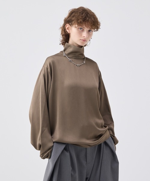 W*O様 soerte ストライプクレープハイネックトップ soerte（ソエルテ）の「Striped crepe high neck top/ストライプ