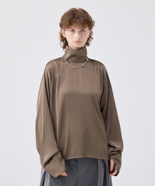 S*o様 soerte ストライプクレープハイネックトップ サイズ2 Striped crepe high neck top/ストライプクレープハイネック