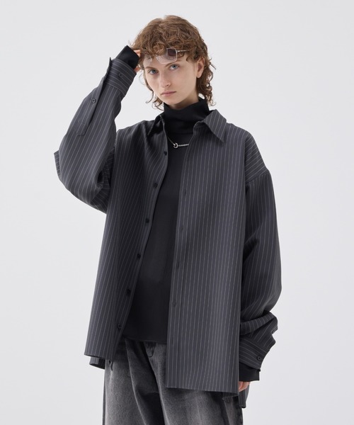 soerte Striped crepe high neck top サイズ1 Striped crepe high neck top/ストライプクレープハイネック