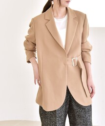 ベルト付きテーラードパフジャケット★IT421DD35016 Culture Medium ジャケット テーラードジャケット ツイル共ベルト付き