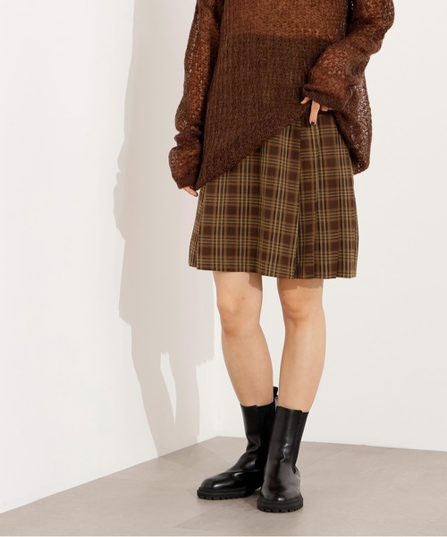 N.(N. Natural Beauty Basic)(エヌエヌナチュラルビューティーベーシック)の「チェックミニスカート(スカート・レディース・ベージュ系その他/ブラウン・MEDIUM)」の2枚目の写真